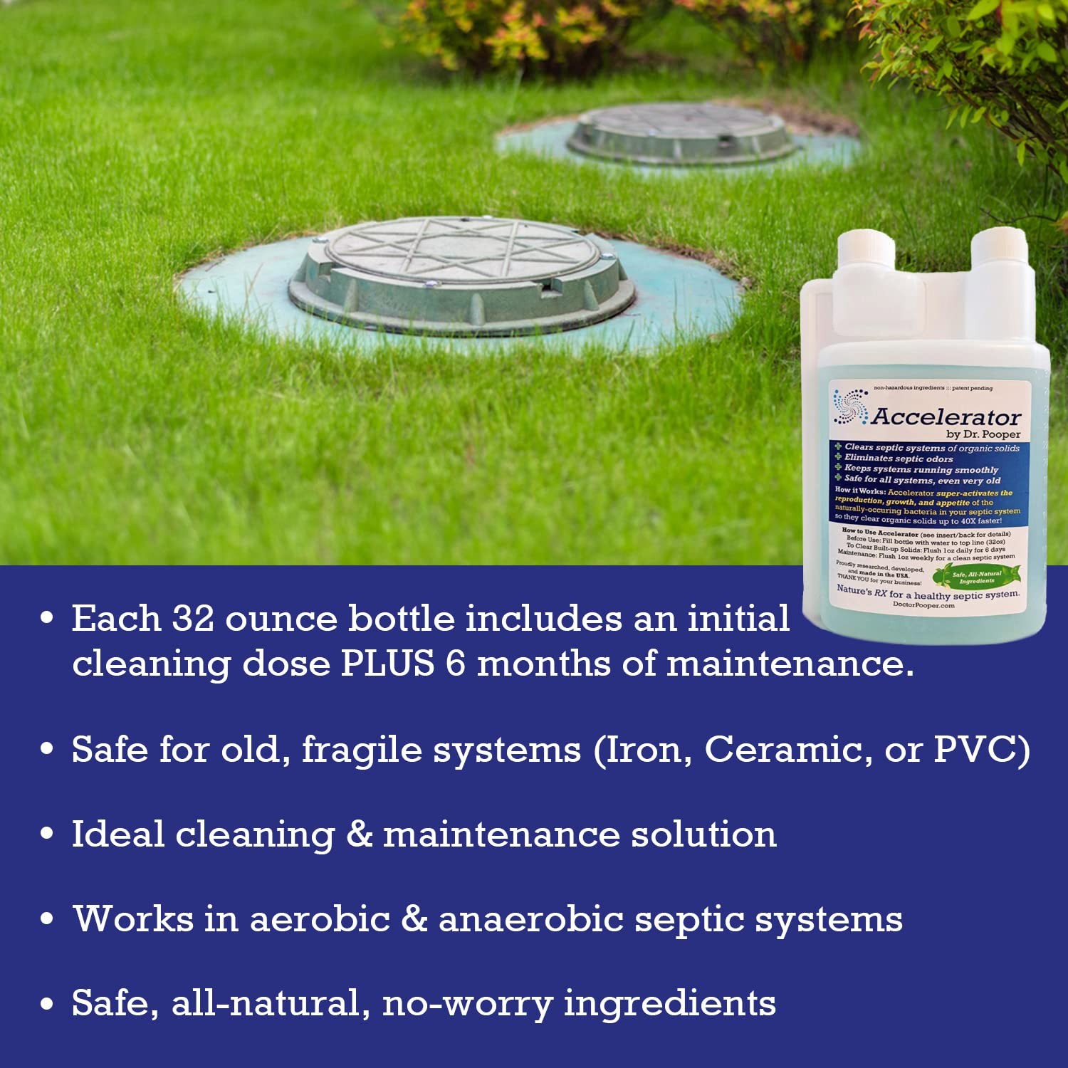 Septic Tank Treatment Liquid Drain Field Cleaner Odor Eliminator Safe Eco 1 Pack