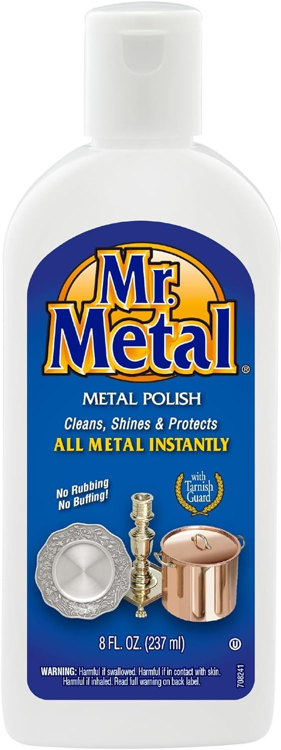 Metal Polish Liquid All Metal Cleaner Tarnish Remover Chrome Silver Brass 8 oz