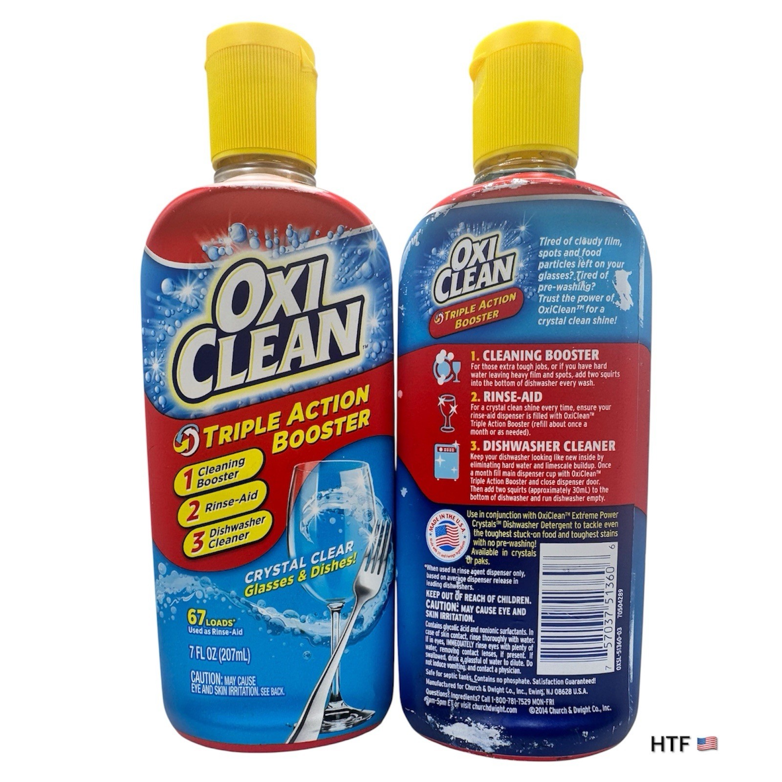 2x OxiClean Triple Action Booster, 67 Loads/Bottle, 7 fl oz each