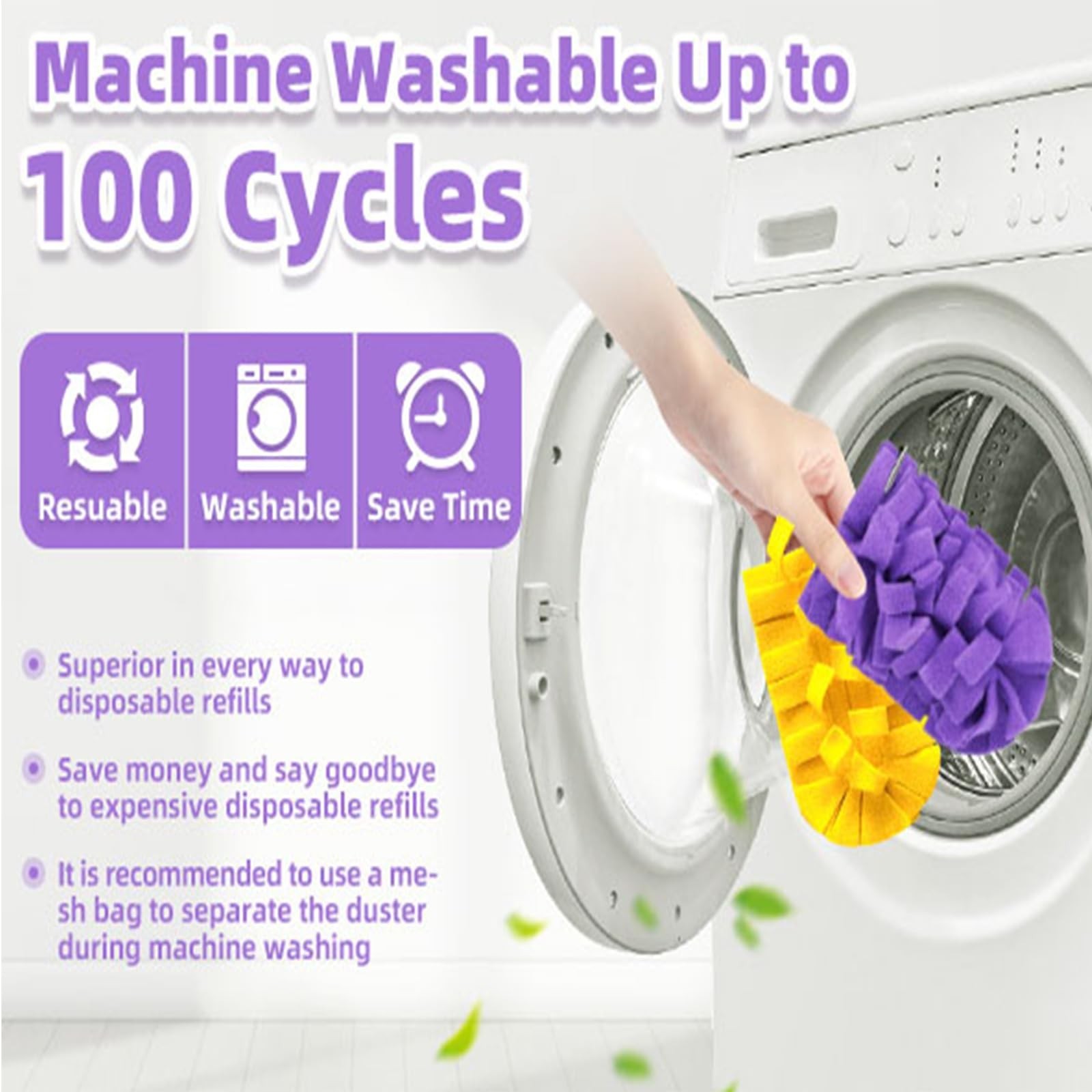 12 PCS Washable Fleece Duster Refills, Heavy Duty 360° Cleaning Pads + Handle