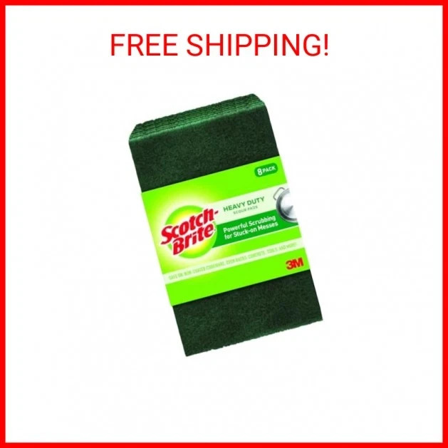 Scotch-Brite Heavy Duty Scour Pads (8) Great For The Kitchen, Garage & Outdoors