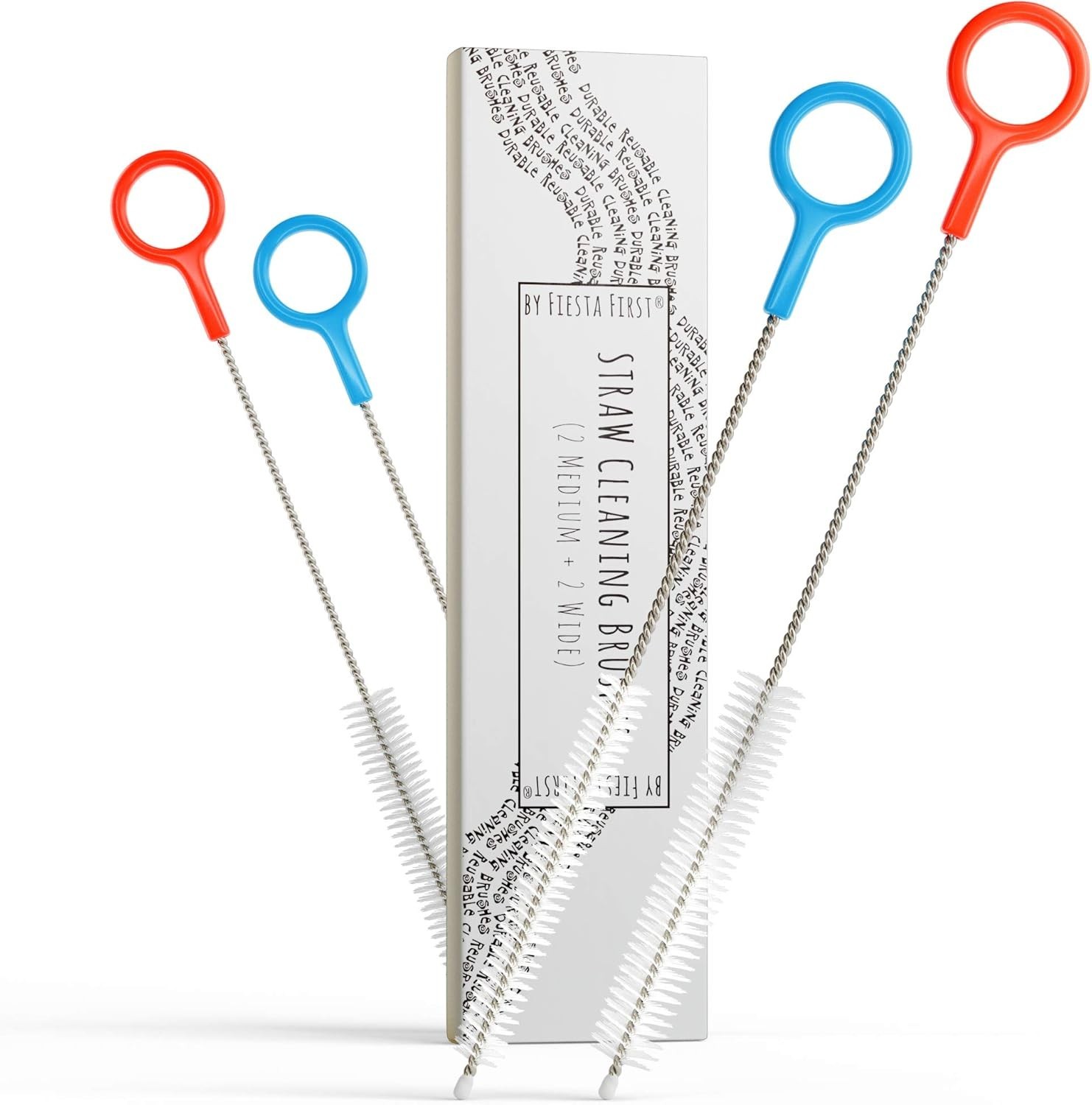 Heavy Duty Cleaning Brushes Set of 4 – Extra Long Straw Cleaners for Metal an…