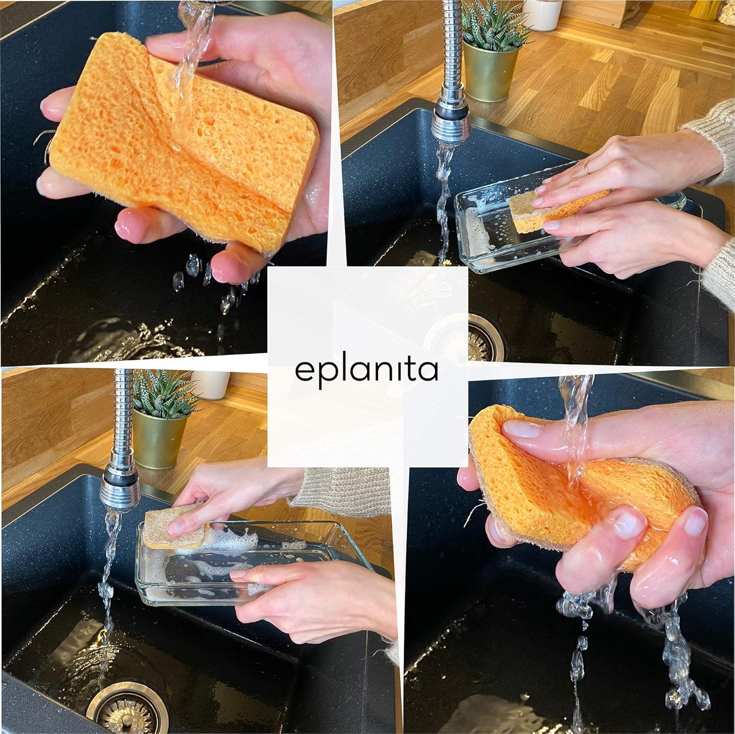 Natural Plant Based Scrub Sponges (12 Pack), Non-Scratch, Biodegradable Eco