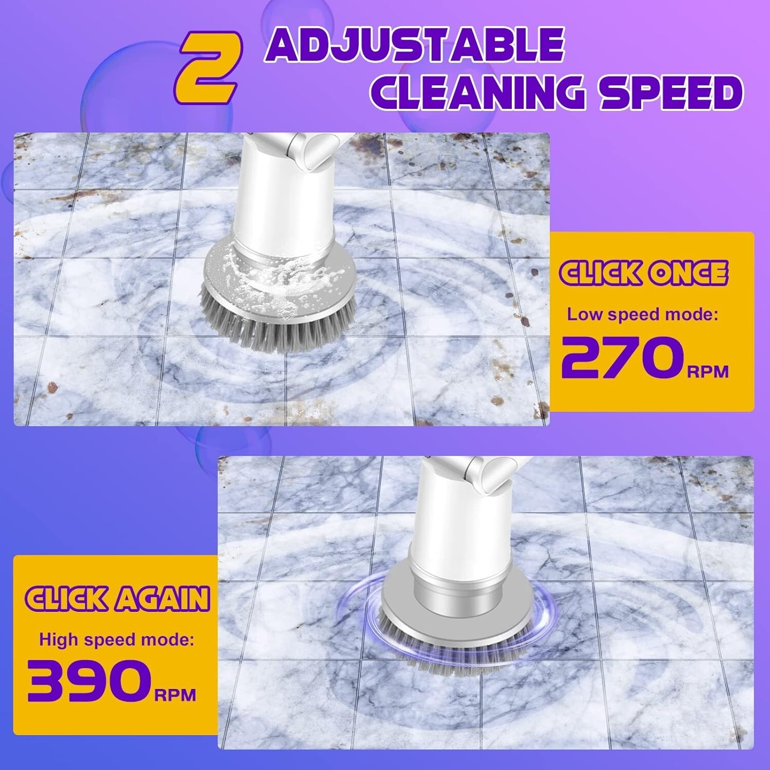 Electric Spin Scrubber, Protable Cordless with 5 Brush Heads & Adjustable Handle