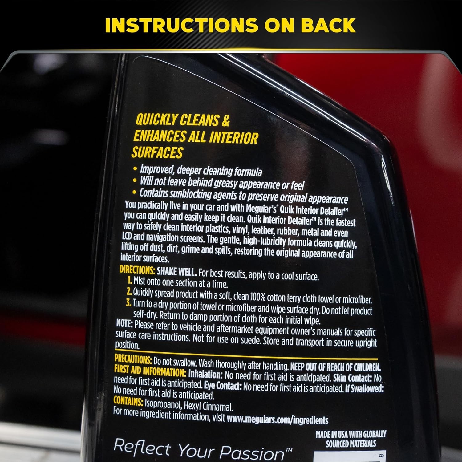 Quik Interior Detailer Cleaner – 24 Oz Spray for Pristine Automotive Interiors