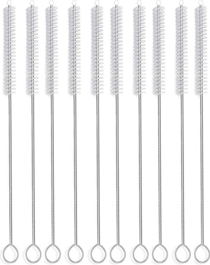 10Pcs Nylon Straw Cleaners Cleaning Brush Drinking Pipe Cleaners Stainless Steel