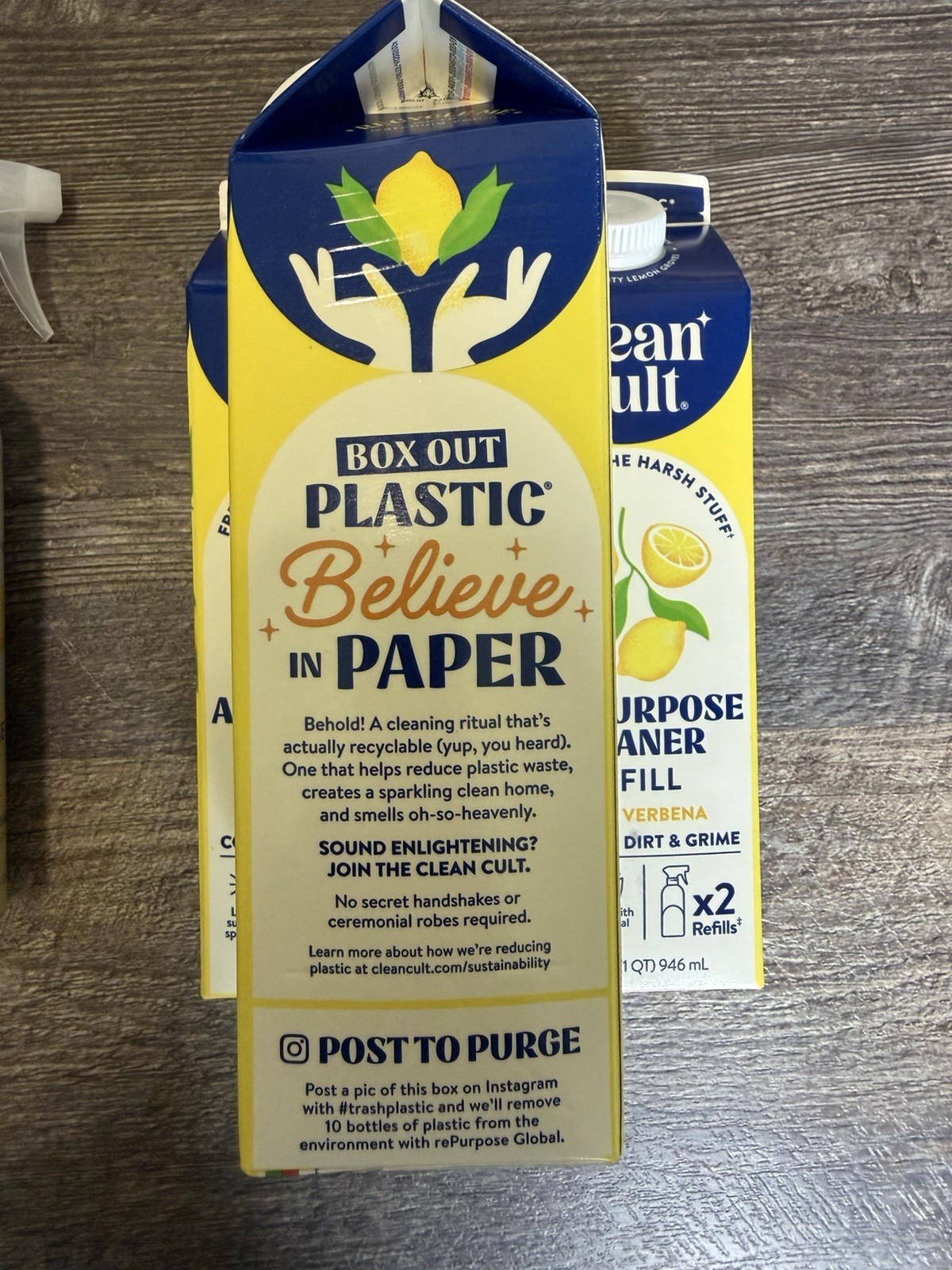 Clean Cult Lemon Verbena All Purpose Cleaner Spray 16oz, 32oz Refills, Non Toxic