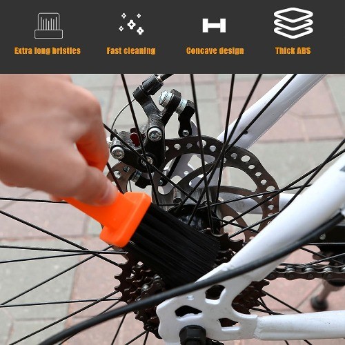 2 PCS Motorcycle Chain Brush, Bicycle Chain Cleaning Brush Tool, Color: Orange