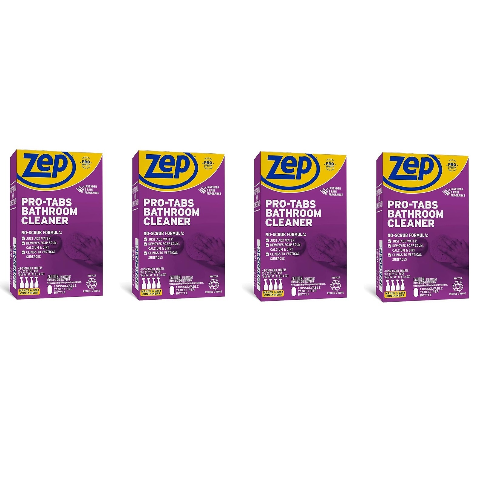 Zep Pro Tabs Bathroom Cleaner Dissolvable Tablets 4 Pack (16 total tablets)