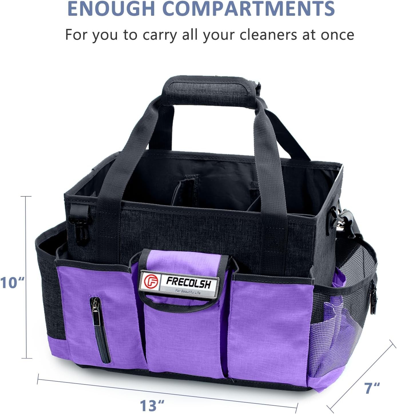 Sturdy Purple Cleaning Organizer with Waterproof Pockets for Housekeeping Needs