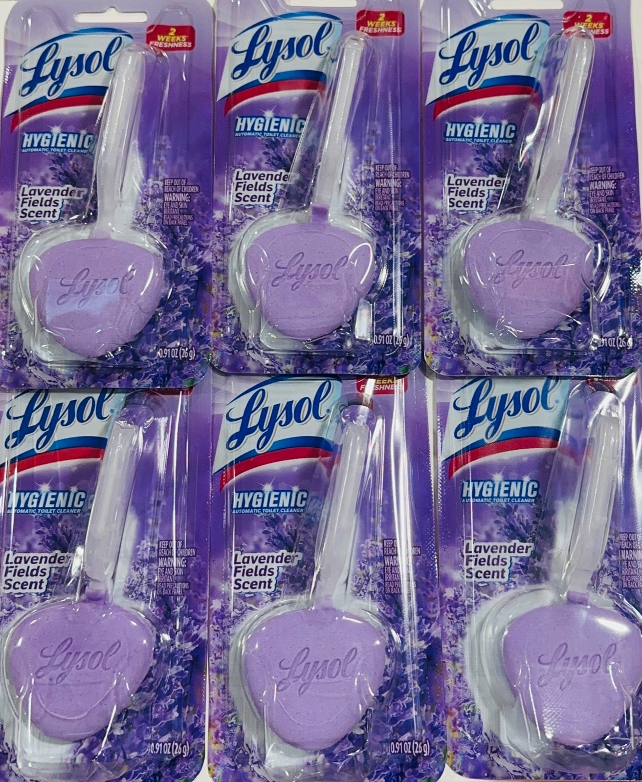 lysol toilet bowl cleaner lavender scent 2 weeks freshness 0.91oz 6pack