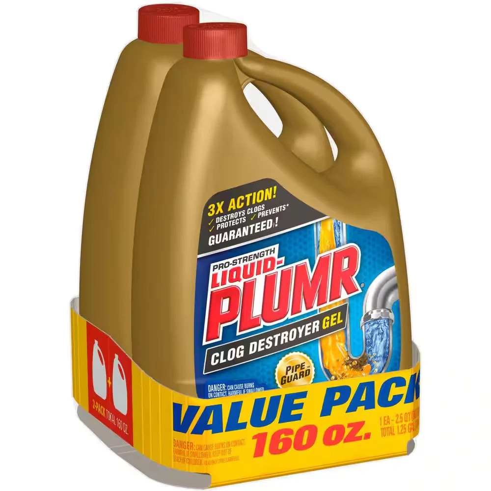 Liquid Plumr Pro Clog Destroyer Gel Drain Cleaner with Pipeguard (2-Pack) 160oz.