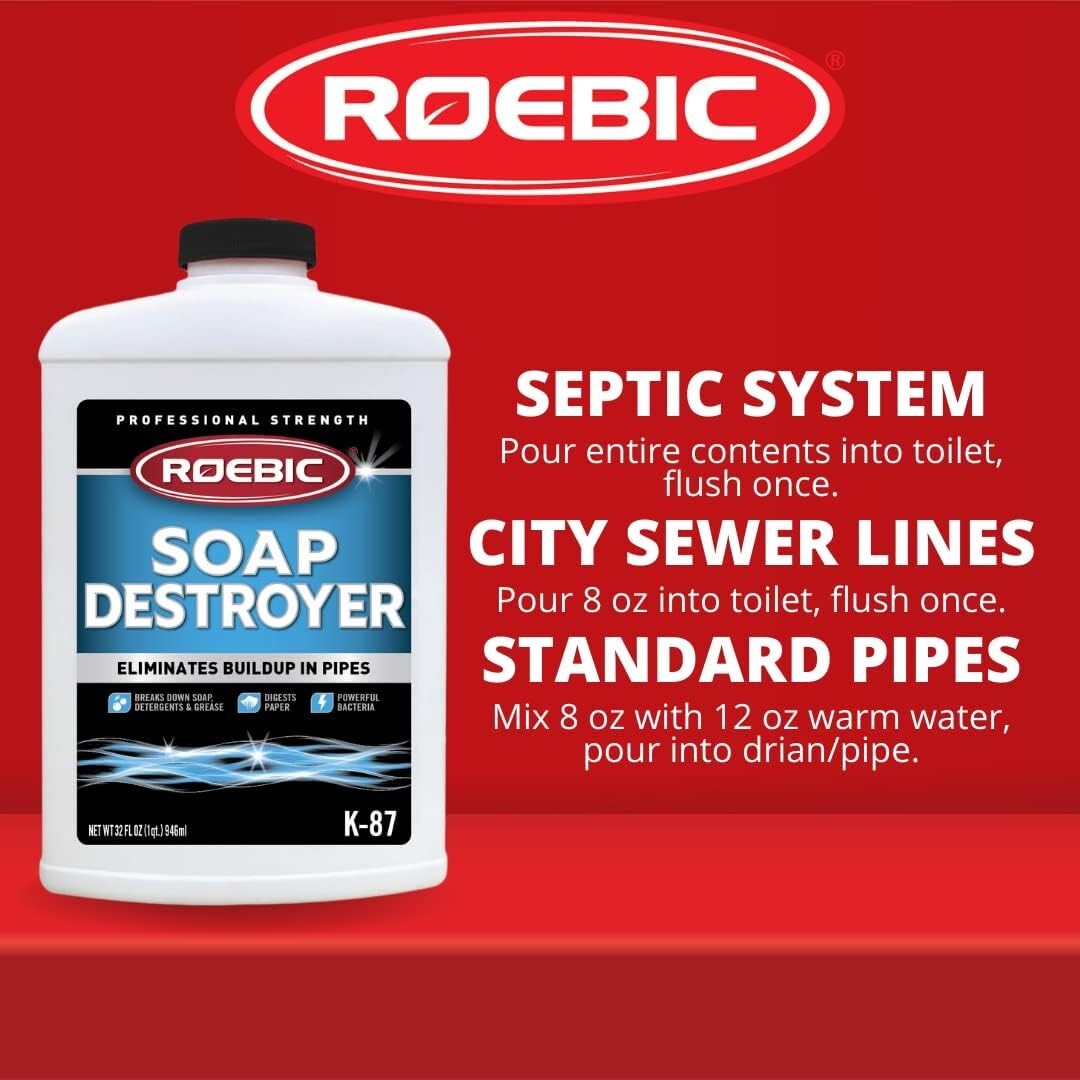 Roebic K-87 32oz SGP Soap Destroyer Digester Drain Septic Tank Cleaner – 2 Pack