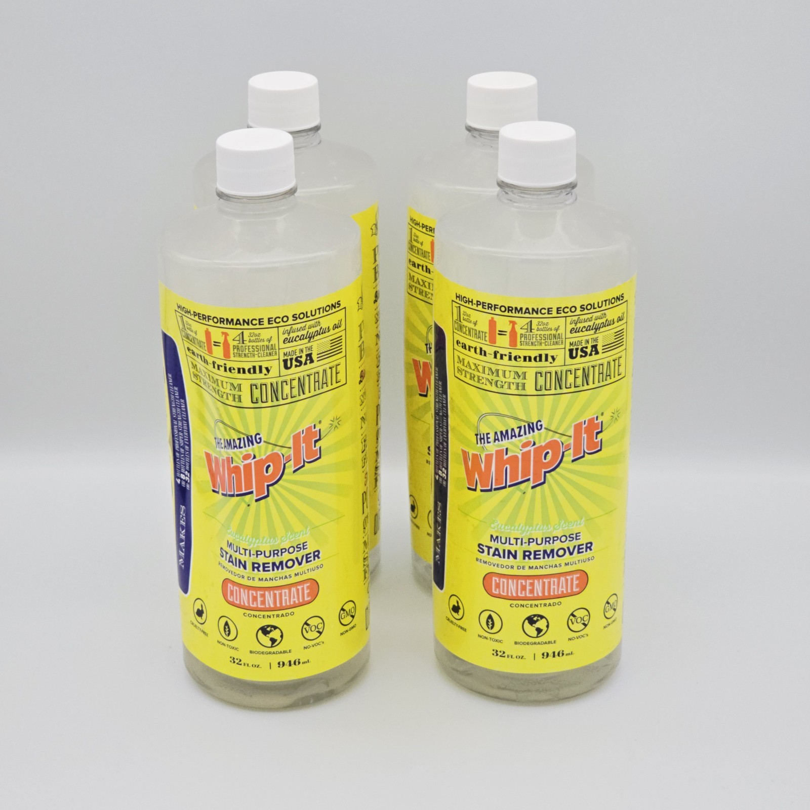 Whip-It All Purpose Cleaner & Stain Remover Concentrate, 32 OZ , BULK LOT OF 4