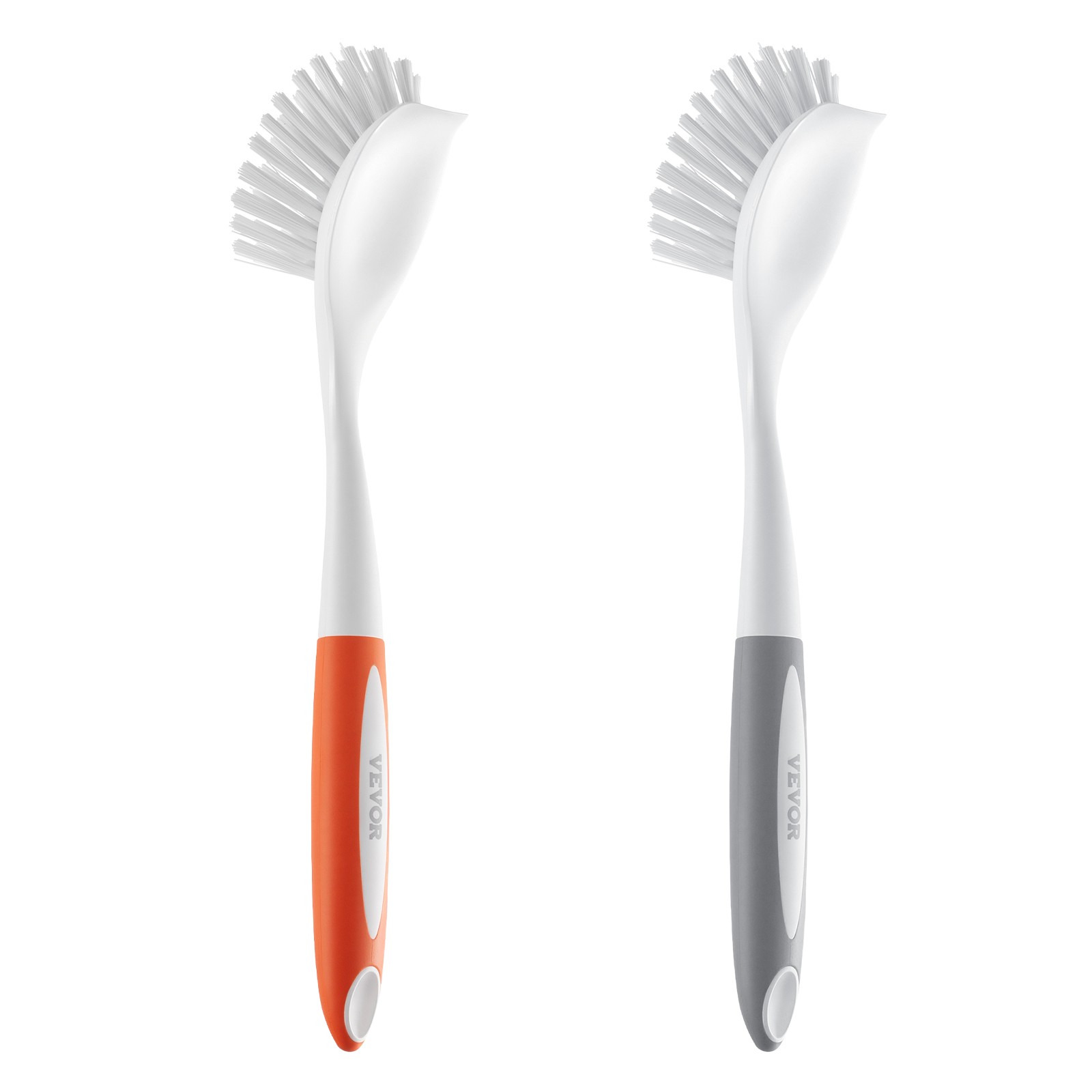 VEVOR Dish Brush 4 Pack Kitchen Scrub Brushes with PP Handle 2 Gray + 2 Orange