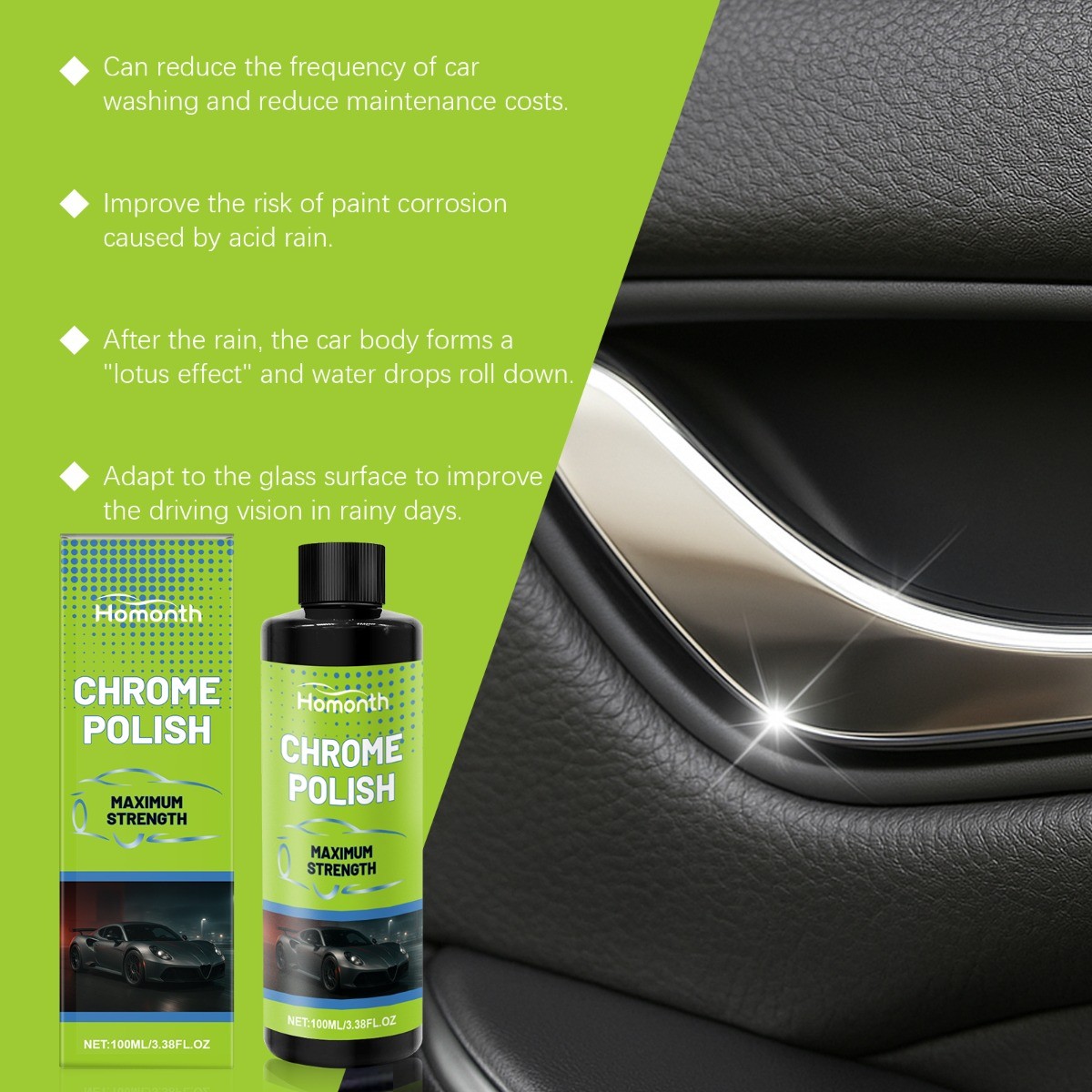 Car Metal Polish & Protectant, Cleaner Wax with Calcium Carbonate, All Cars
