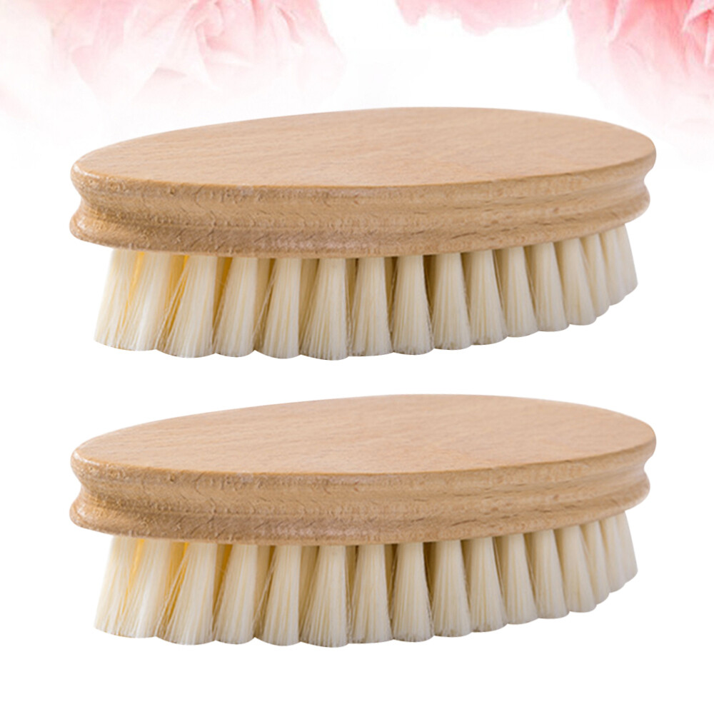 2 Pcs Wood Hand Brush Boot Brush Wooden Shoe Brush Shoes Cleaning Brush