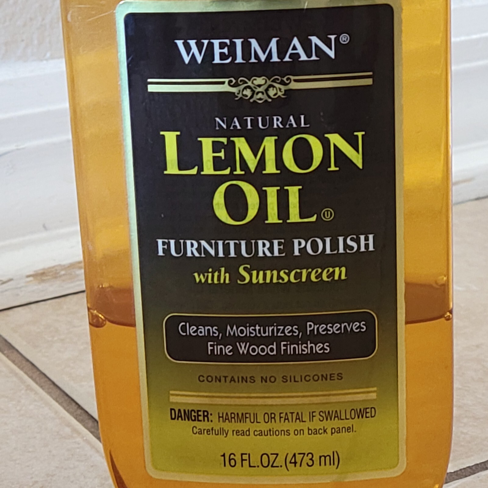 Weiman Lemon Oil Furniture Polish w/Sunscreen 1/3 Full 16 fl oz Made in USA