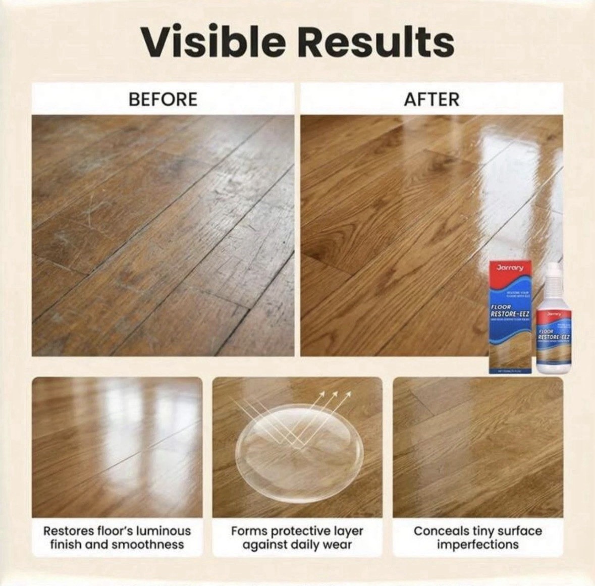 Jarray Floor Restore-eez 5fl oz High Solid Content Floor Polish Lot Of 3 5 Oz Ea
