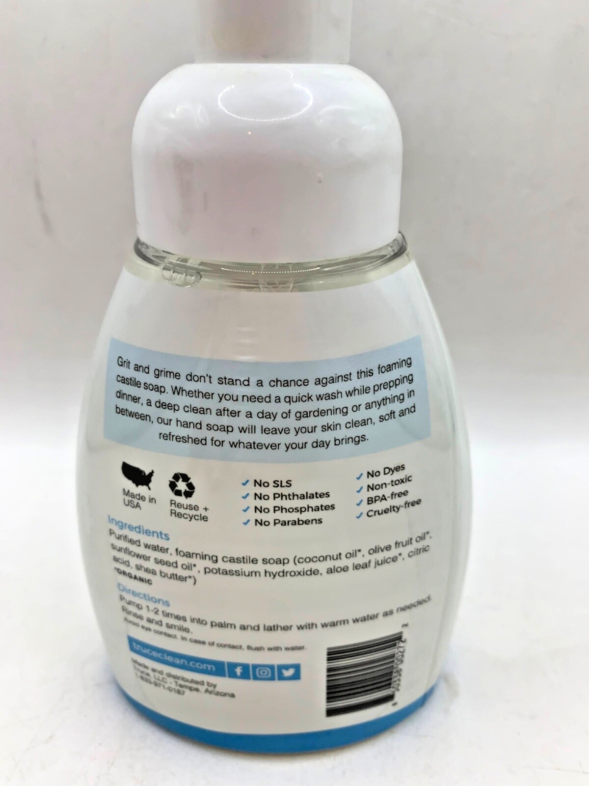 Truce Hand Soap Foaming Hypoallergenic Nontoxic Eco-Friendly All Natural Vegan