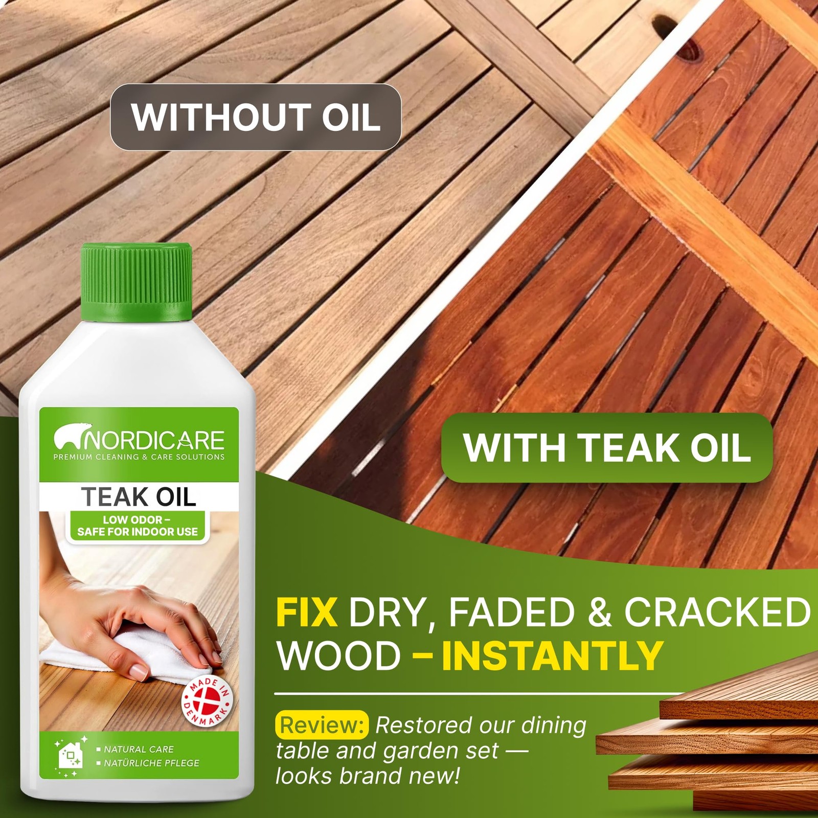 Teak Oil (525 ml) – Wood Oil for the Entire Indoor Area – Revives the Origina…