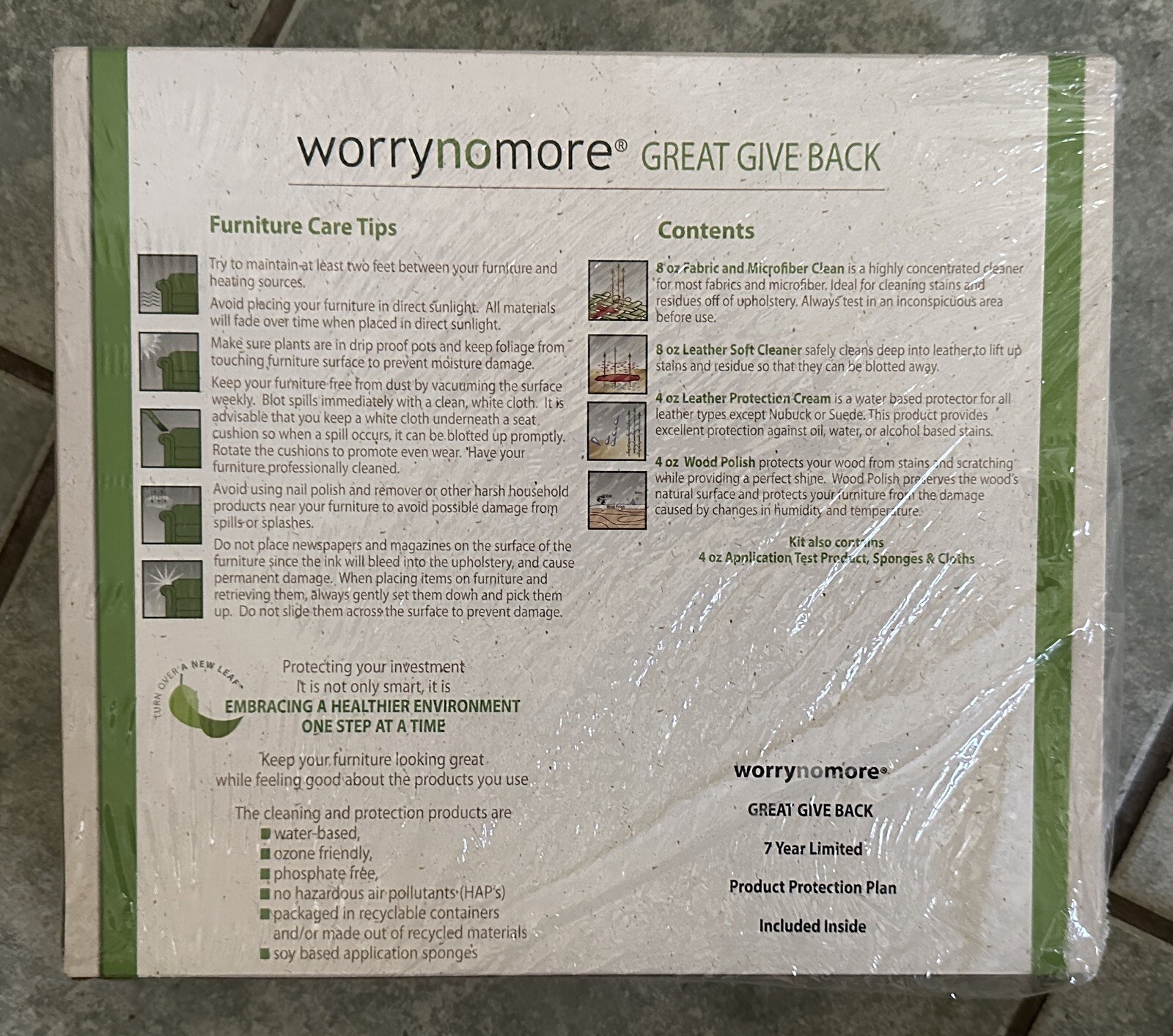 Worrynomore Worry No More Leather Microfiber Wood Furniture Care Cleaner Kit New