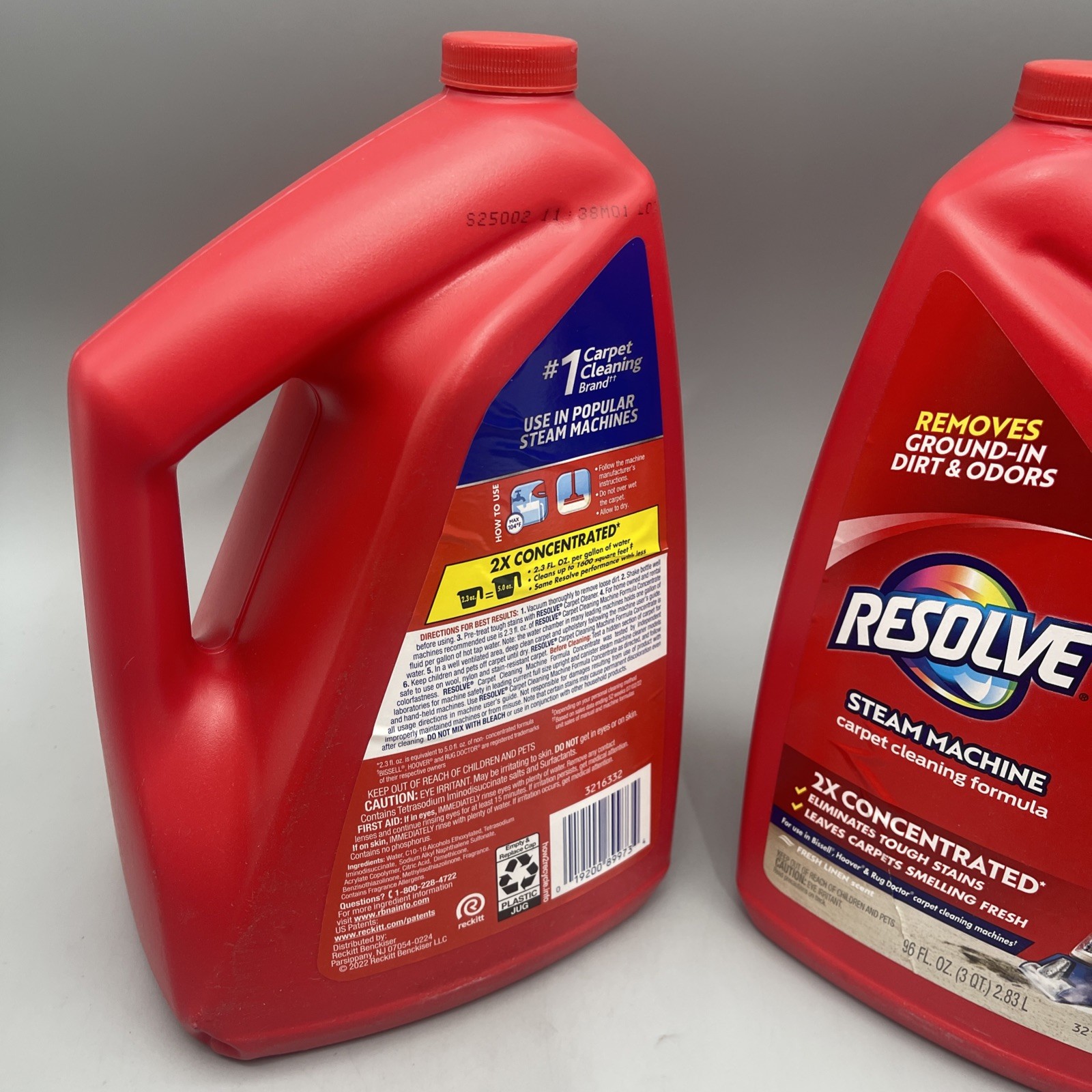 2 Pack Resolve 96oz Steam Carpet Cleaner Solution 2X Concentrate Safe Bissell
