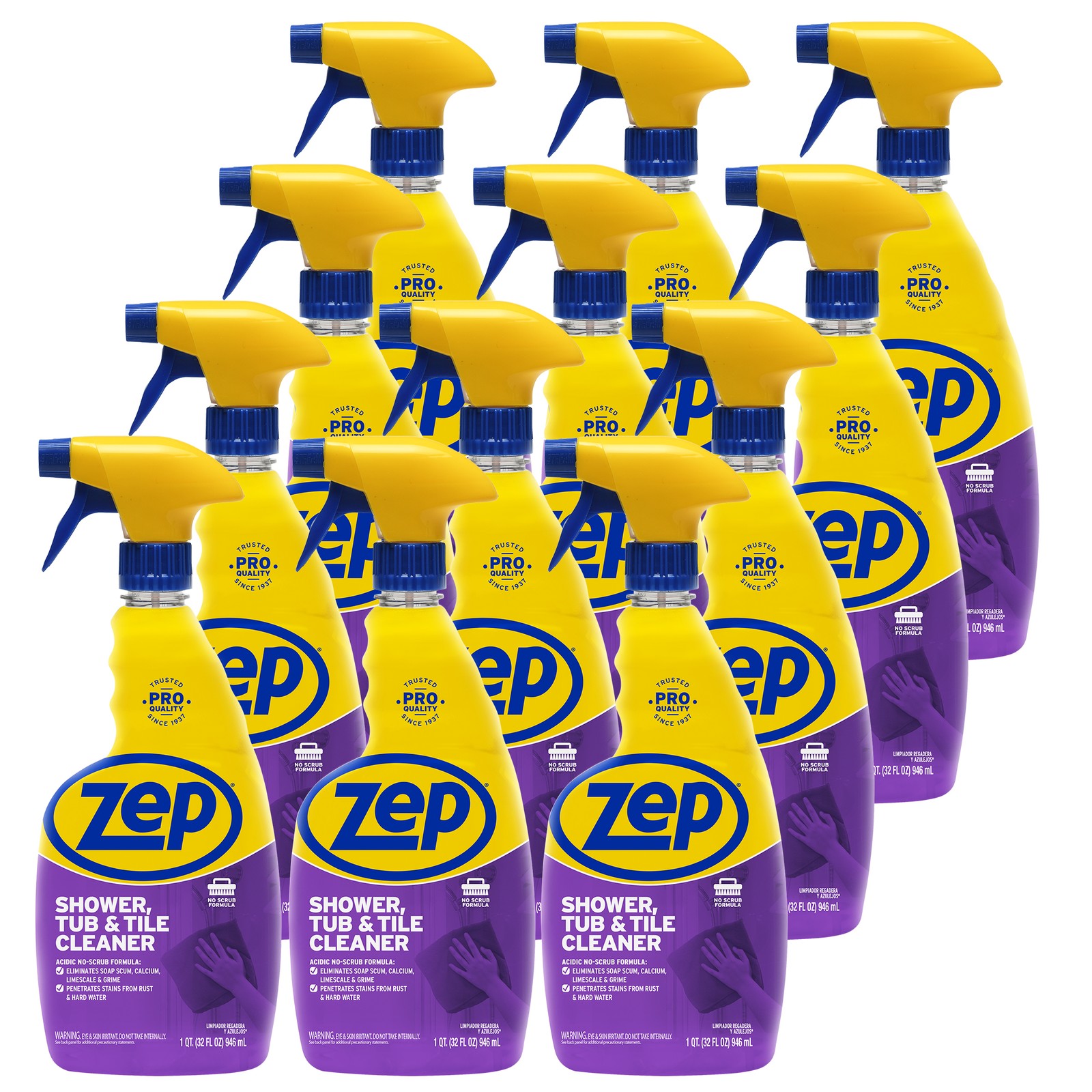Zep Shower Tub and Tile Cleaner – 32 oz (Case of 12) – ZUSTT32PF – An Acidic,