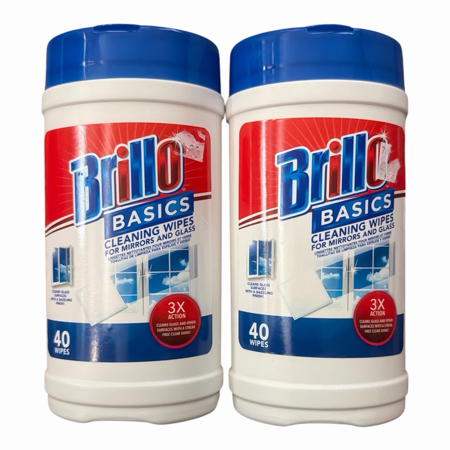 Brillo Basics Glass & Mirror Wipes – 2 Pack (80 Total) – Streak-Free Fresh Scent