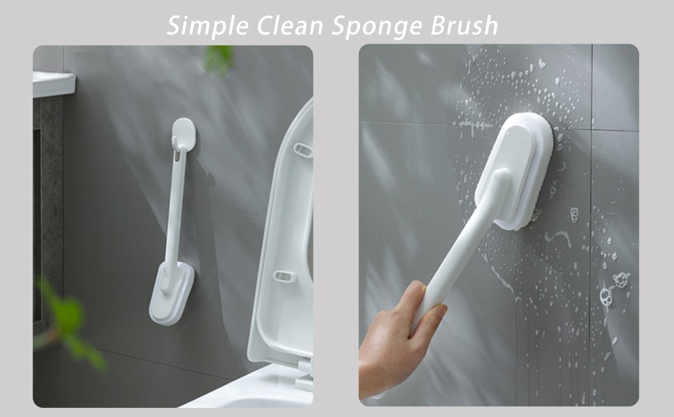 Extended Handle Sponge Scrubber with Integrated Scouring Pads: Ultimate Kitchen,