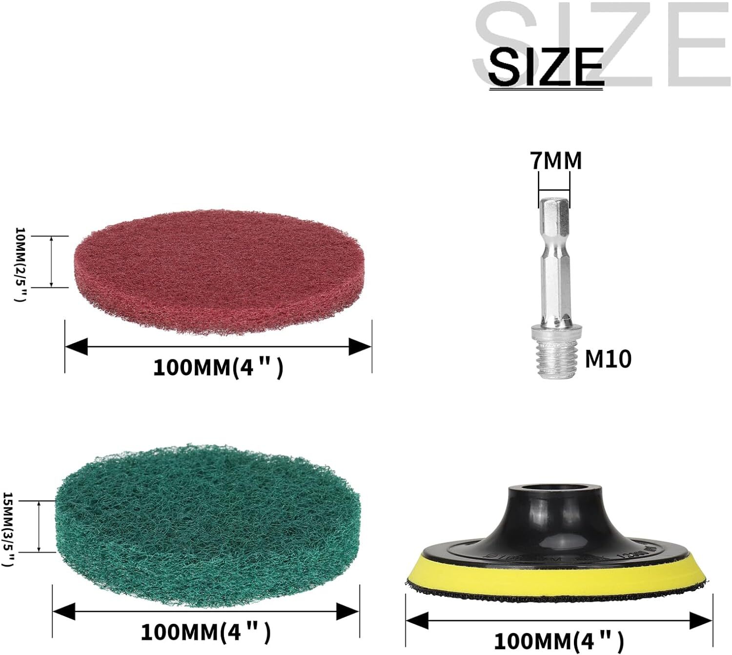 11PC 4″ Drill Power Brush Scouring Pad Tile Power Car Scrubbing Pad Cleaning Kit