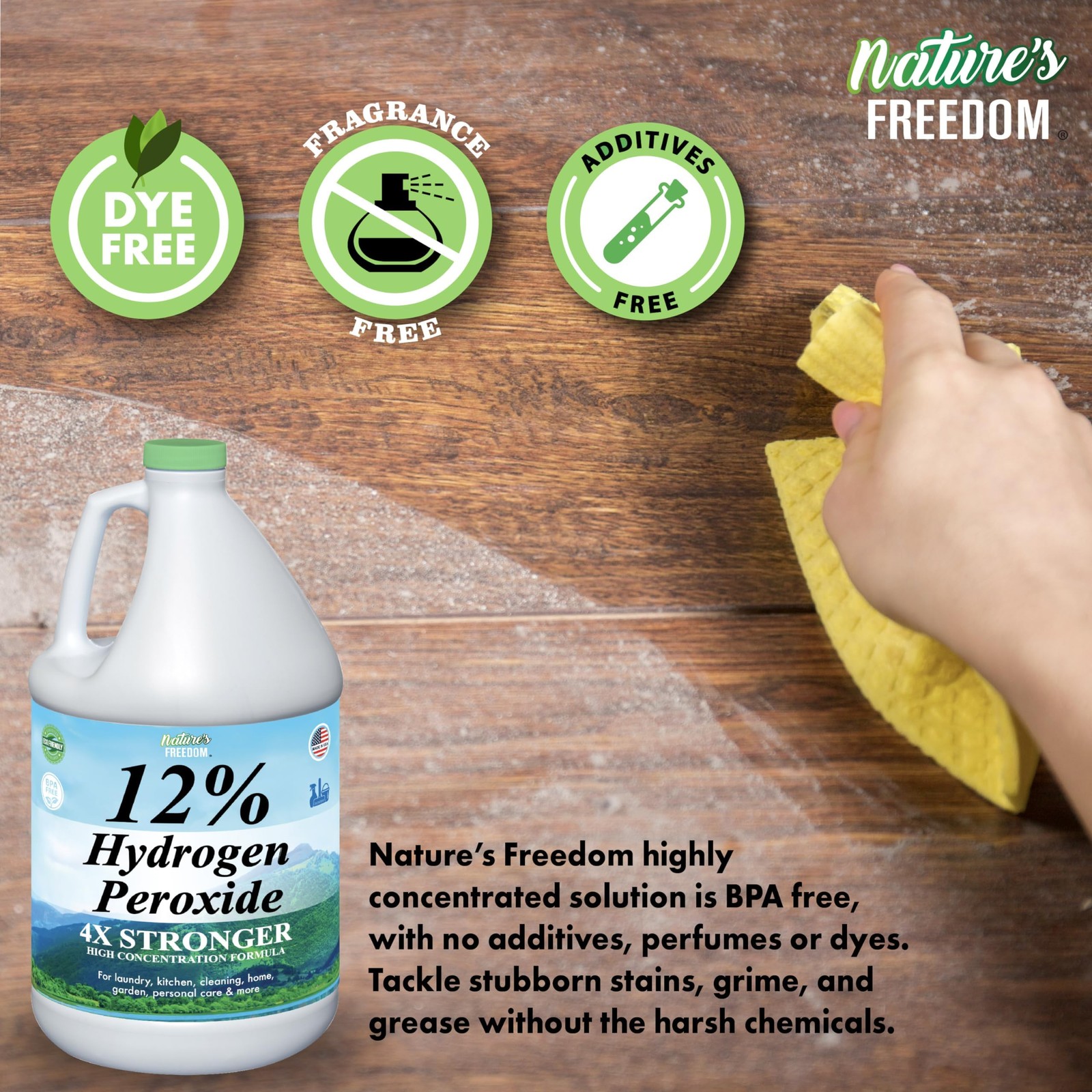 12% Hydrogen Peroxide, Food Grade H2O2 and Purified Water Only, 1 Gallon Solu…