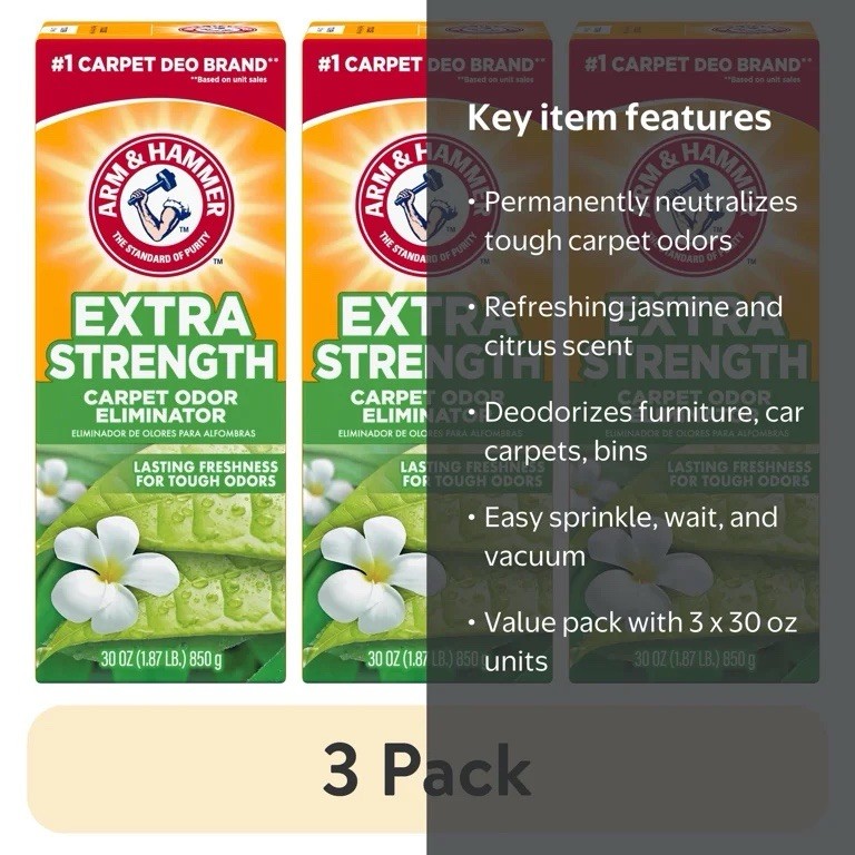 3 Pack ARM & HAMMER Extra Strength Carpet Odor Eliminator Powder 30 oz Fresh