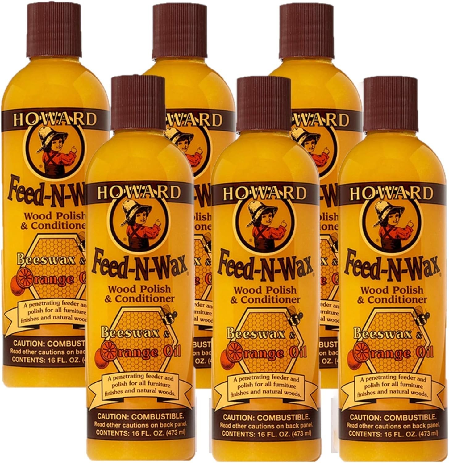 Products Feed-N-Wax Wood Polish & Conditioner, Orange 6, 16 oz
