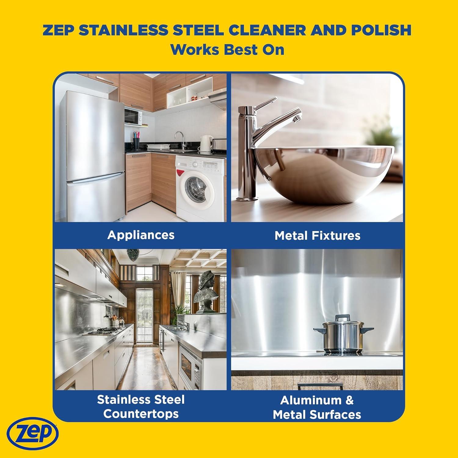 Stainless Steel Cleaner and Polish 14 Ounces – ZUSSTL14 – Protects Metal