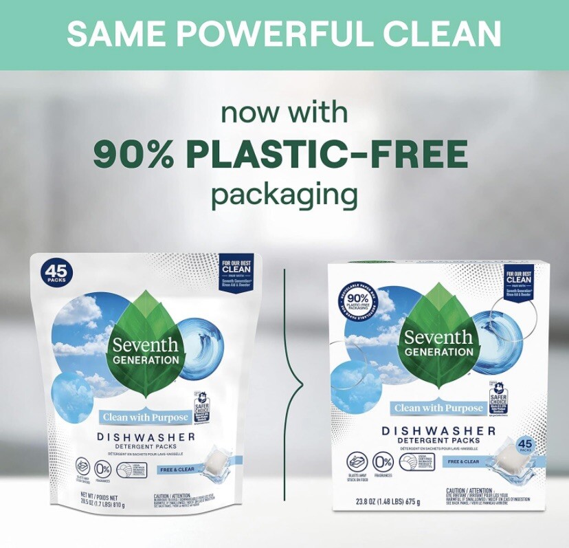 Seventh Generation Free & Clear Dishwasher Packs – 45 Count