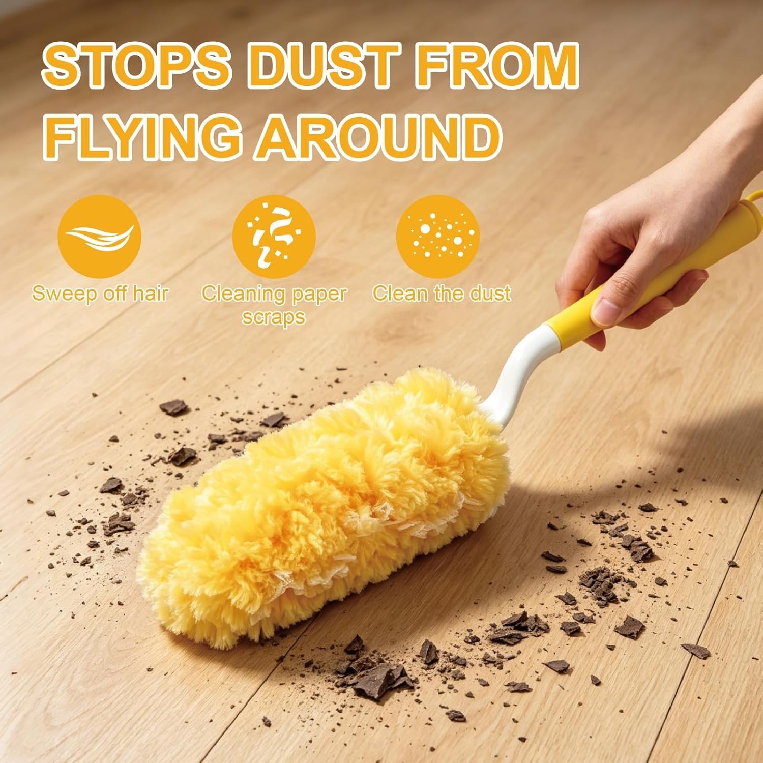 60 Count Heavy Duty Duster Refills, 360° Feather Duster with 2 Handle