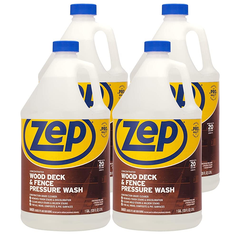 Zep Wood Deck and Fence Pressure Wash Cleaner Concentrate – 1 Gallon (Case of 4)