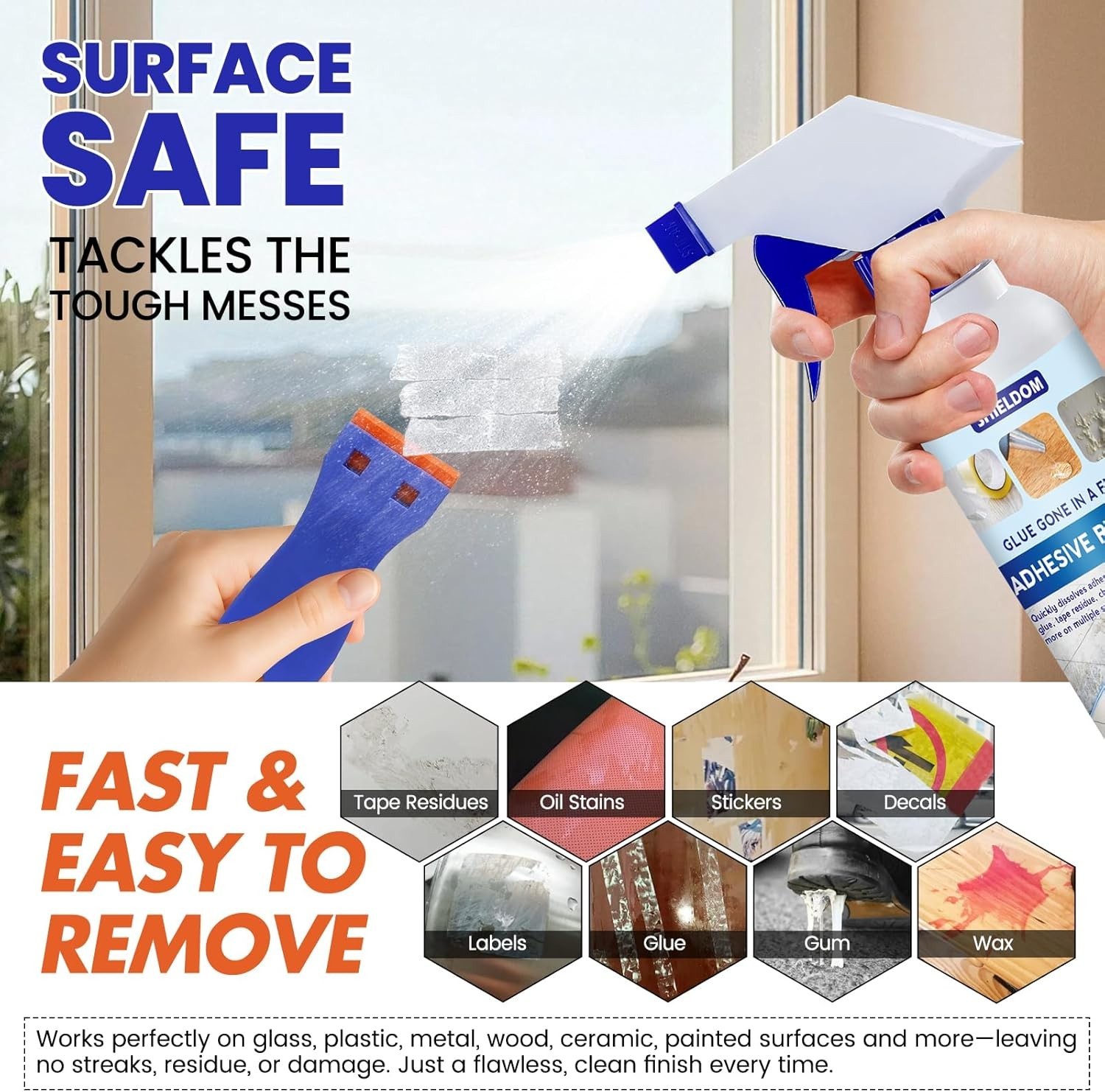 Adhesive Remover, Dissolve & Soften Adhesives on Car Glass & Paint, Easily Remov