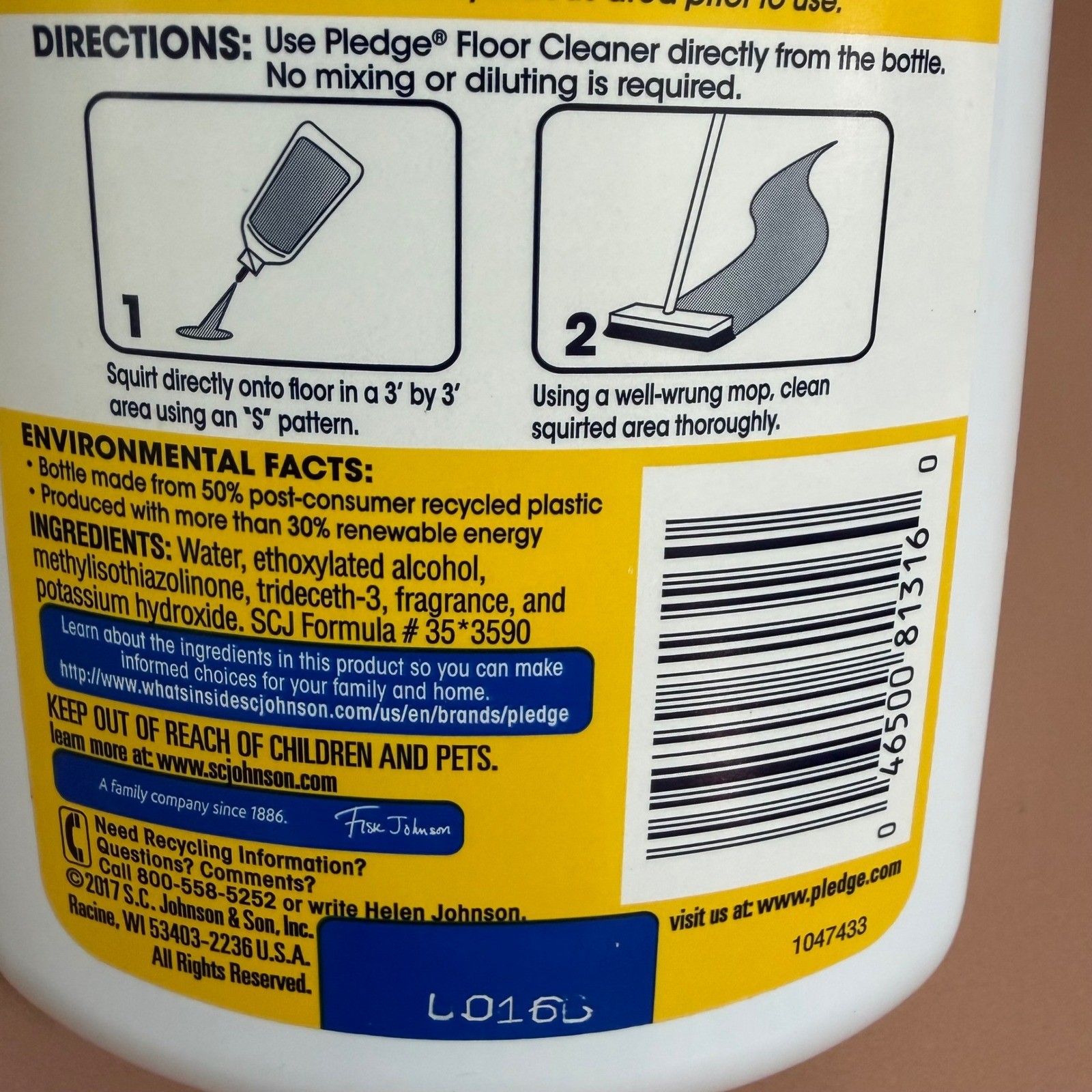 Pledge Gentle Wood Floor Cleaner Lemon Scent 27 fl oz Sealed Wood & Laminate