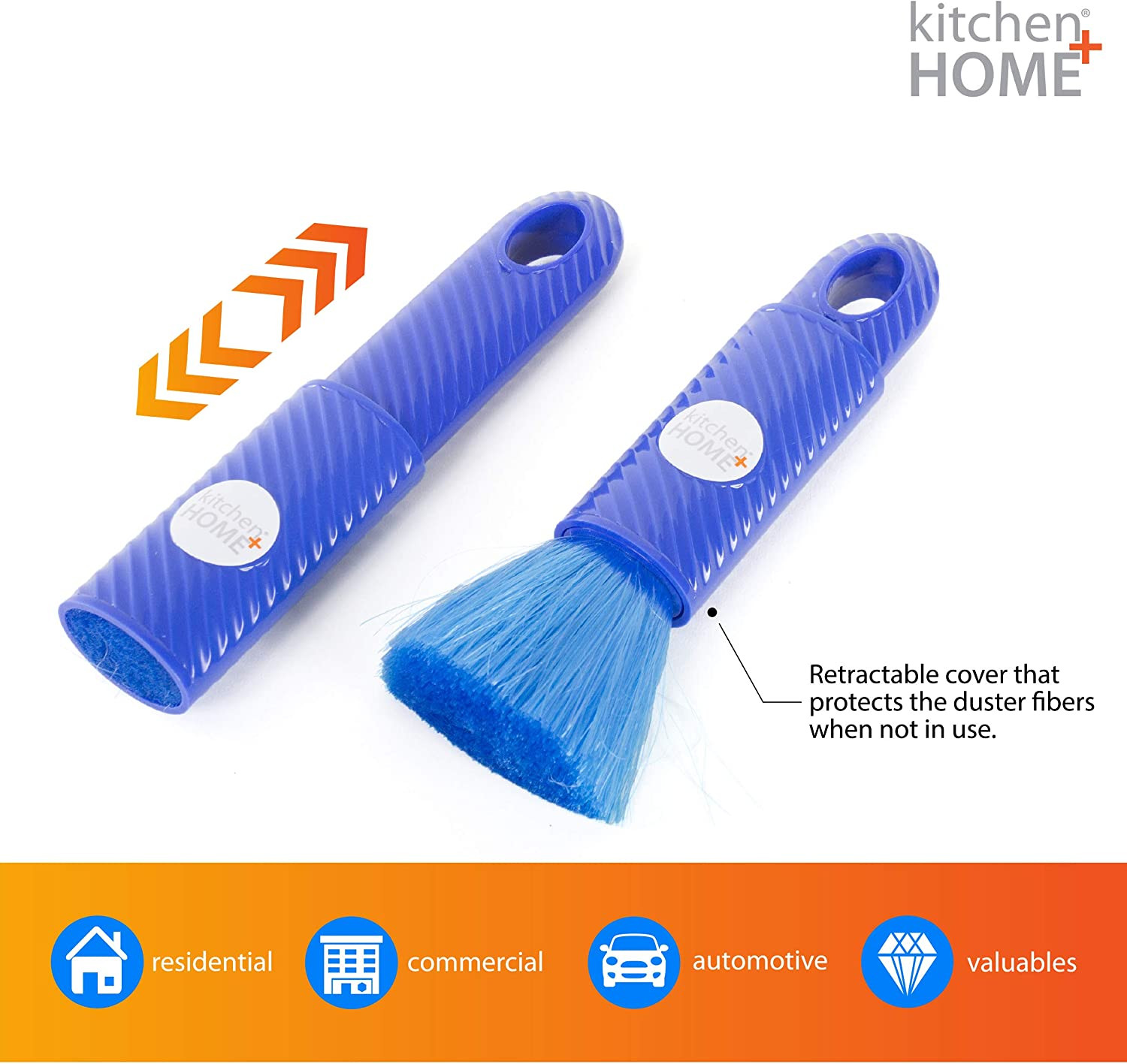 Kitchen + Home Compact Static Duster – 6.5″ Inch Travel Duster with Carry Case –