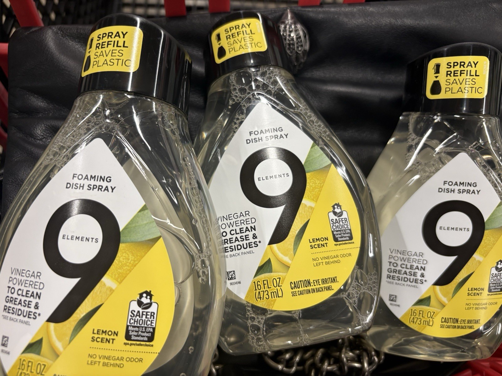 9 Elements refill Foaming Dish Spray, Lemon Scent, 3 Pack, 16 fl oz