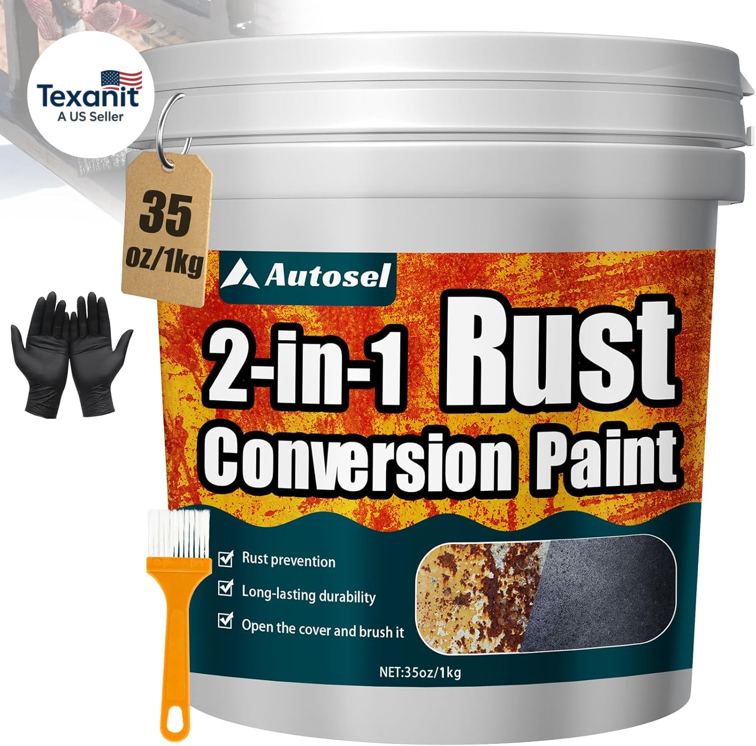 2-In-1 Rust Converter & Metal Primer, 35 Oz Rust Remover & Inhibitor Paint for M