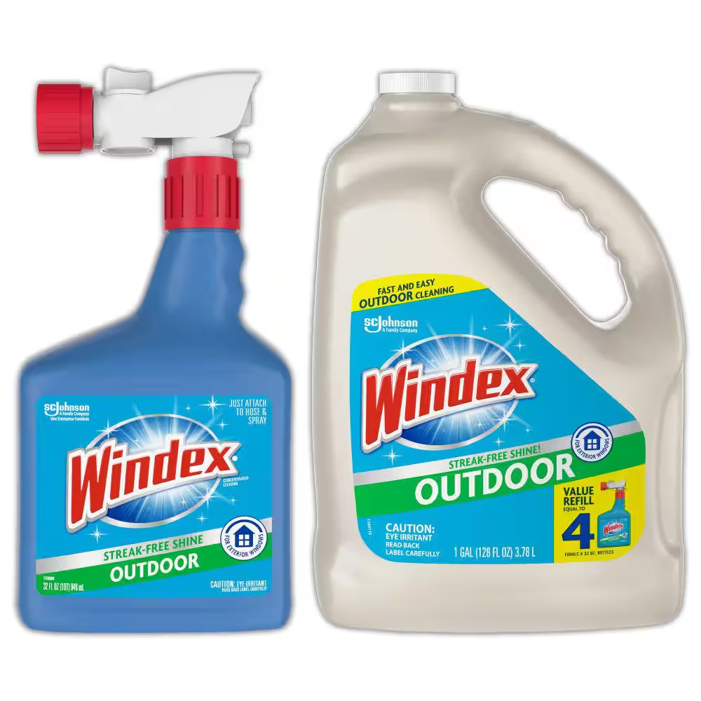 160 Fl. Oz. Blue Bottle Outdoor Glass Cleaner Sprayer and Outdoor Glass Cleaner