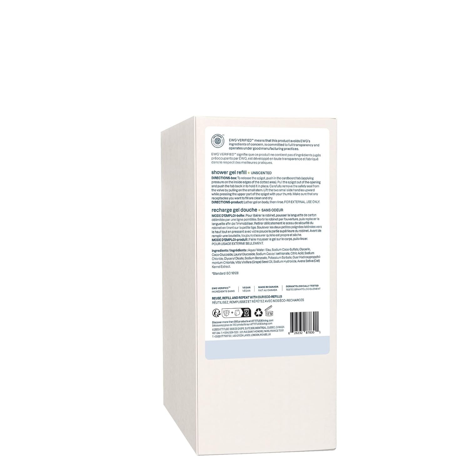 ATTITUDE Body Wash for Sensitive Skin, EWG Verified Shower Gel, Soothing Oat,
