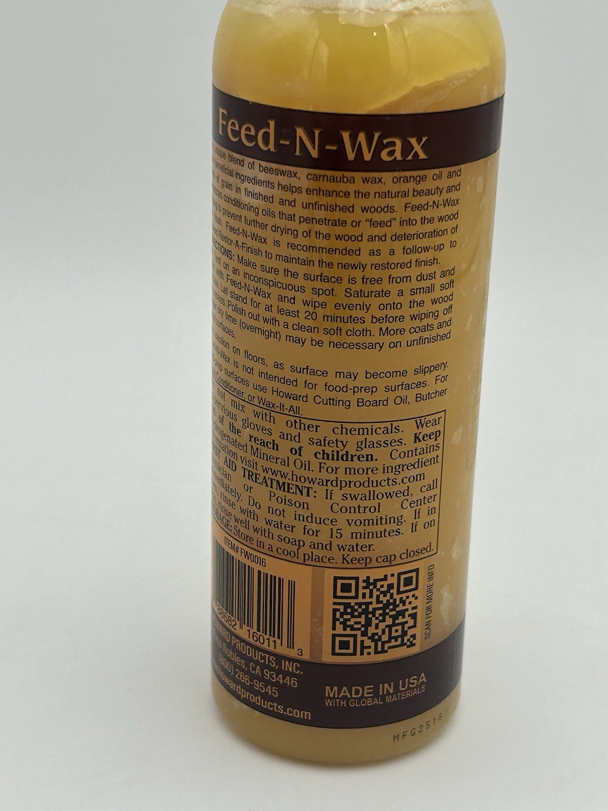 Howard Feed-N-Wax Oil-based Wood polish and conditioner ( 1-pint )