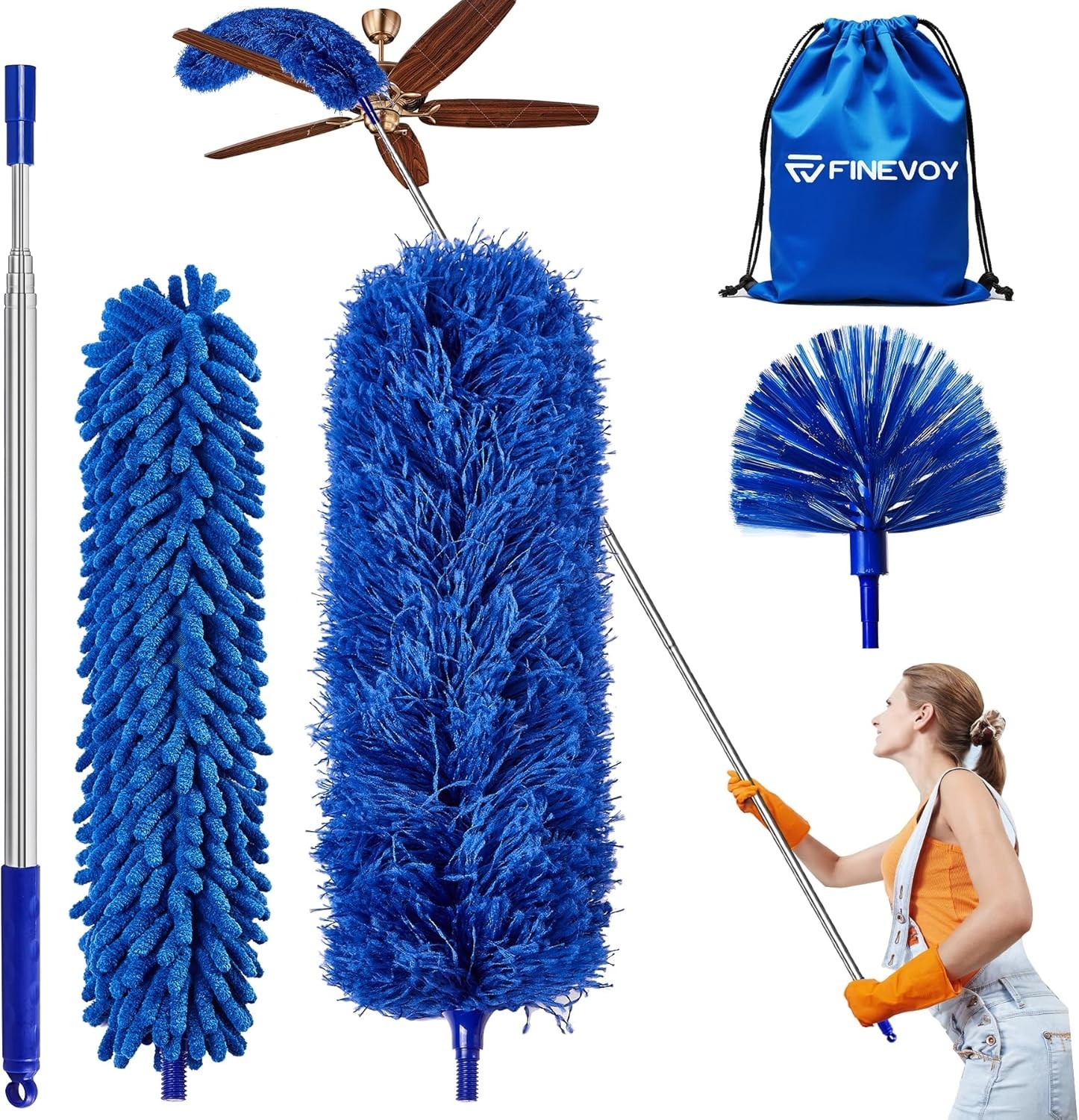Long-Handled Dusting Set – 5 PCS Microfiber Kit for Furniture & High Ceilings