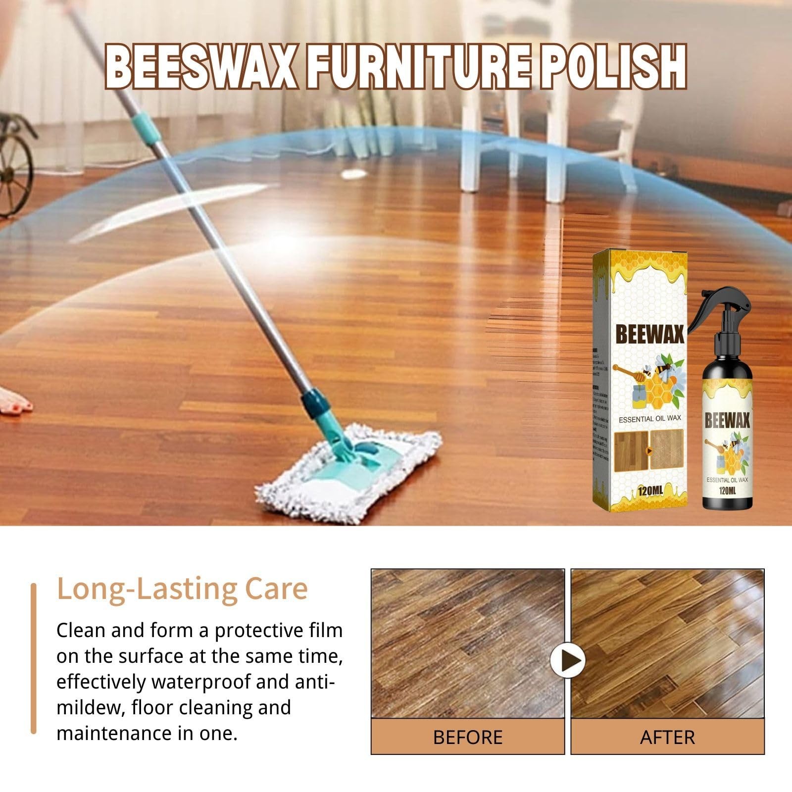 Beeswax Essential Oil Spray – 2PCS Furniture Polish & Wood Care Restorer