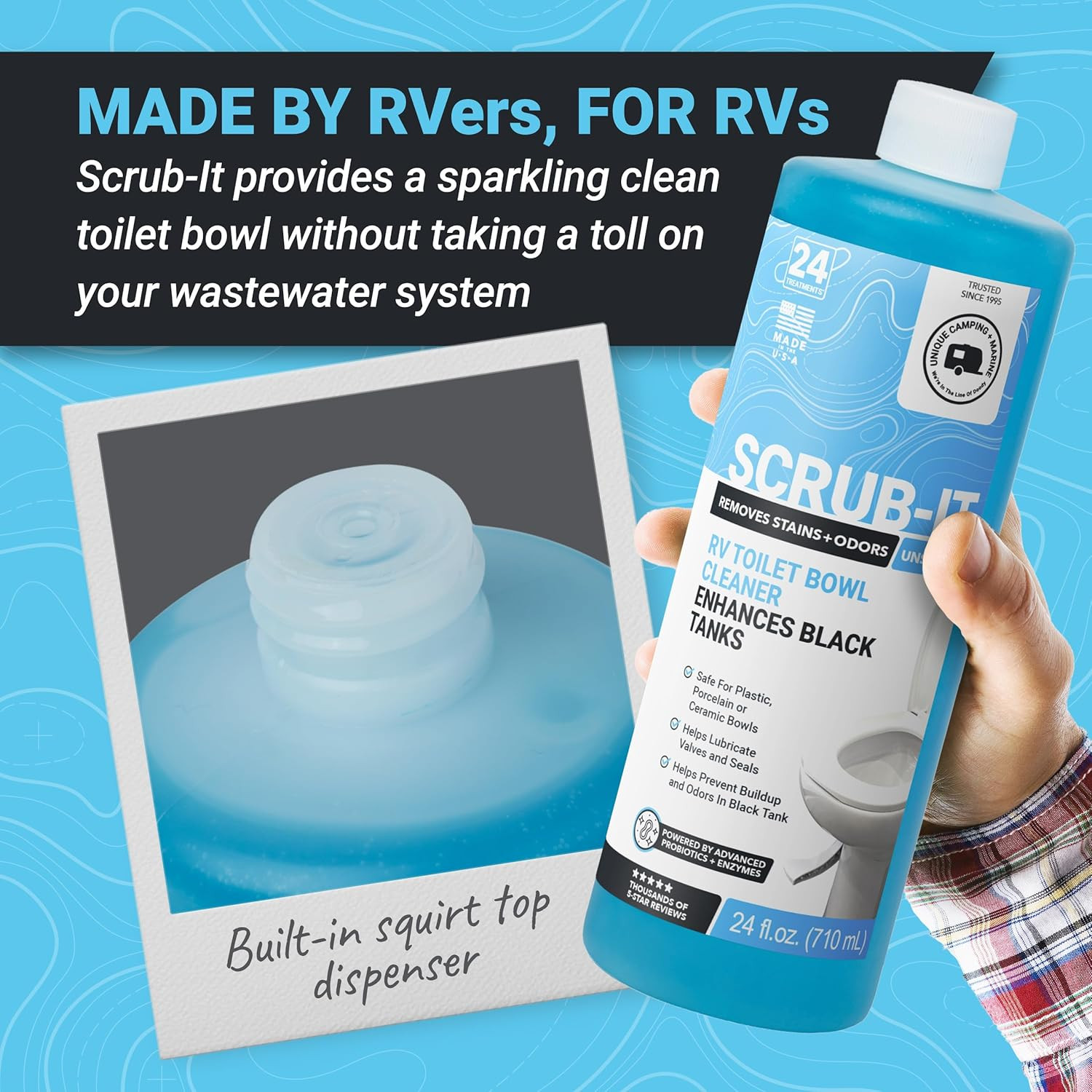 Scrub-It RV Toilet Bowl Cleaner Liquid – RV Toilet Cleaner for Rimless RV Toilet