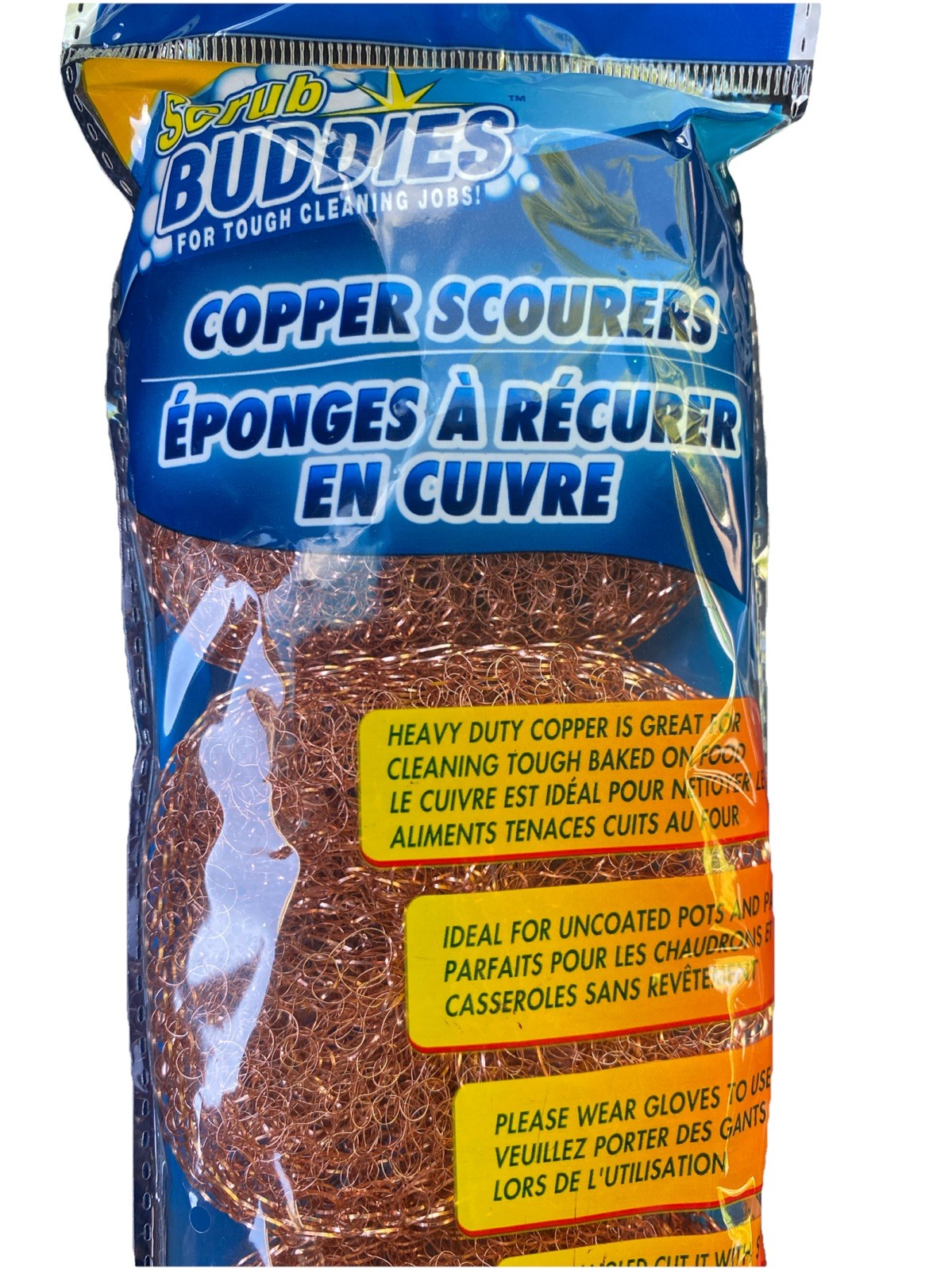 Scrub Buddies Copper Scrubbers, Pots Pans Grills Stoves Ovens 3 Pads Heavy Duty